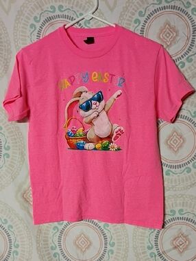 Gildan Hot Pink Kids Easter Bunny Graphic Tee